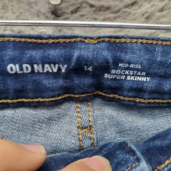 Old Navy Jeans Womens 14 Blue Rockstar Super Skinny Mid-Rise Stretch Denim - Picture 2 of 10